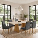 Ver imagem 1 de Conjunto de Mesa de Jantar 6 Lugares 160x80cm MDF Lyra Cinamomo Off White Grafite