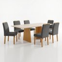 Ver imagem 2 de Conjunto de Mesa de Jantar 6 Lugares 160x80cm MDF Lyra Cinamomo Off White Grafite