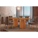 Ver imagem 1 de Conjunto: Mesa Sala Jantar Maldivas C/ Tampo Madeirado Canto Curvo 180x90cm e 6 Cadeiras Dafne