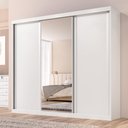 Ver imagem 1 de Guarda Roupa Casal Sevilha 3 Pts Correr 6 Gav C/ Porta Espelho Inteiro Moldura Alumínio Branco
