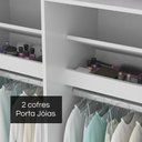 Ver imagem 4 de Guarda Roupa Casal Sevilha 3 Pts Correr 6 Gav C/ Porta Espelho Inteiro Moldura Alumínio Branco