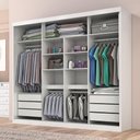Ver imagem 3 de Guarda Roupa Casal Sevilha 3 Pts Correr 6 Gav C/ Porta Espelho Inteiro Moldura Alumínio Branco