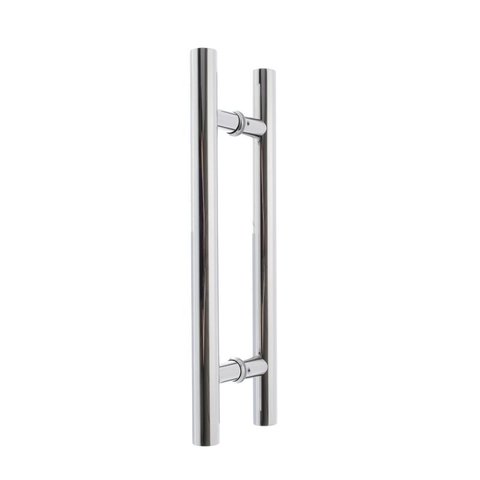 Puxador duplo tubular de inox - 45cm para porta de vidro blindex, alumínio ou madeira