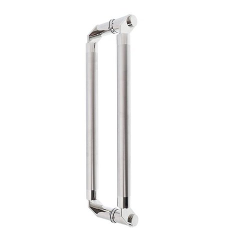 Puxador Duplo Tubular Modelado de Aço Inox - 80 Cm para Porta de Vidro, Alumínio ou Madeira