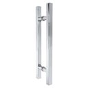 Ver imagem 1 de Puxador Duplo Quadrado de Aço Inox - 45 Cm para Porta de Vidro Temperado, Alumínio ou Madeira