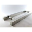 Ver imagem 2 de Puxador Duplo Quadrado de Aço Inox - 45 Cm para Porta de Vidro Temperado, Alumínio ou Madeira