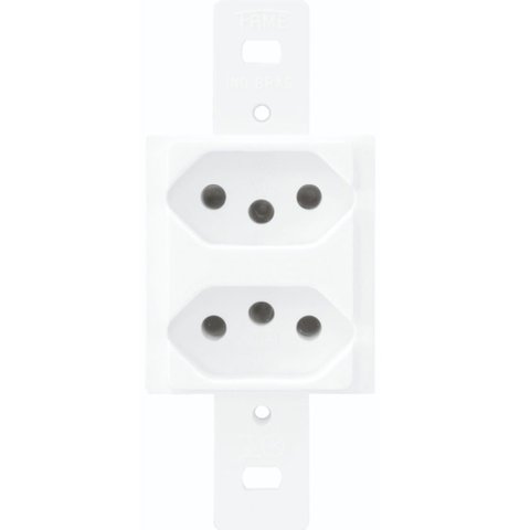 2 Tomadas 2p+t 10a 250 Volts Distanciadas Blanc - 1337 - Fame 2 Tomadas 10a S/placa Blanc 1337 Fame