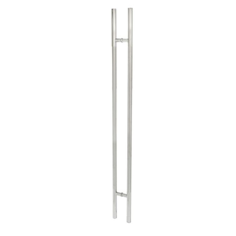Puxador duplo tubular redondo inox H05 para porta de vidro temperado, alumínio ou madeira 1,20m