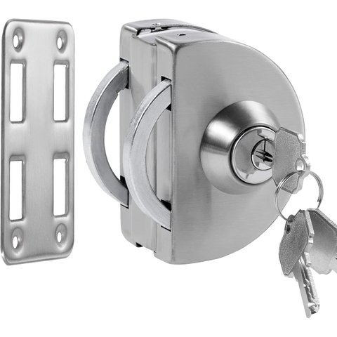 Fechadura Redonda de Pressão em Inox para Porta Vidro - Vidro/alvenaria Trinco