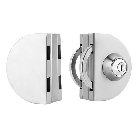 Fechadura Redonda de Pressão em Inox para Porta Vidro - Vidro/vidro