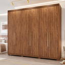 Ver imagem 1 de Guarda Roupa Casal 6 Portas e 5 Gavetas c/ 1 Espelho Interno e Pés Carolina Cinamomo - Panan