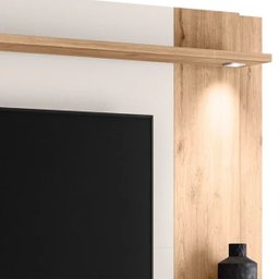 Painel Tv 75 Polegadas Flórida 200 Cm Espelho Luminária Led:carvalho Teca/off White Ártico - 5