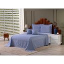 Ver imagem 1 de Kit Colcha Cobre Leito Cama de Casal Tecido Rústico Topázio + Capas de Almofada 5 Peças:azul