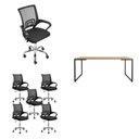 Ver imagem 3 de Kit 7 Peças com Uma Mesa de Reunião e 6 Cadeiras de Escritório Tela Mesh Espresso Móveis Preto/Natura