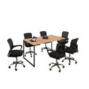 Ver imagem 2 de Kit 7 Peças com Uma Mesa de Reunião e 6 Cadeiras de Escritório Tela Mesh Espresso Móveis Preto/Natura