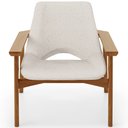 Ver imagem 3 de Poltrona Decorativa para Sala de Estar Living Base Madeira Becker L02 Linho Cru - Lyam Decor