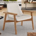 Ver imagem 2 de Poltrona Decorativa para Sala de Estar Living Base Madeira Becker L02 Linho Cru - Lyam Decor