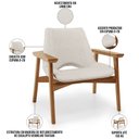 Ver imagem 4 de Poltrona Decorativa para Sala de Estar Living Base Madeira Becker L02 Linho Cru - Lyam Decor