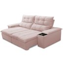 Ver imagem 6 de Sofá Retrátil Reclinável para Sala de Estar Living 210cm Ártico F04 Veludo Rosê - Lyam Decor