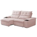 Ver imagem 2 de Sofá Retrátil Reclinável para Sala de Estar Living 210cm Ártico F04 Veludo Rosê - Lyam Decor