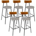 Ver imagem 1 de Kit 05 Banquetas Alta Cozinha Sala Jantar Aço Milão L02 Couríssimo Whisky Linho Bege - Lyam Decor