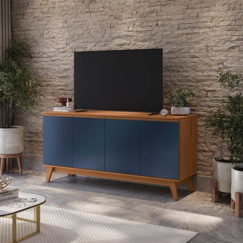 Aparador Kappesberg 4 Portas Canela/azul 156cm