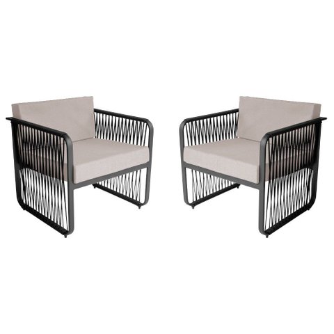 Conjunto 2 Poltronas para Área Externa Santiago em Alumínio e Corda Náutica Acesse Móveis