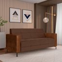 Ver imagem 2 de Sofá Living Decorativo Houston 2 Lugares 180cm Pés em Metal Veludo/ Pu Marrom/ Marrom G33 - Gran Bel