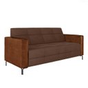 Ver imagem 1 de Sofá Living Decorativo Houston 2 Lugares 180cm Pés em Metal Veludo/ Pu Marrom/ Marrom G33 - Gran Bel
