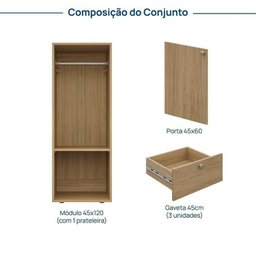 Módulo 45x120 3 Gavetas 1 Porta Frame Cabecasa madeiramadeira - 3
