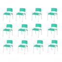 Ver imagem 1 de Kit 12 Cadeira Iso Infantil Creche, Base Branco Verde Água