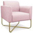 Ver imagem 7 de Kit 2 Poltronas Decorativas Isabella Base X Suede Rosa Bebê/Dourado - Gran Belo