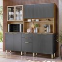 Ver imagem 2 de Cozinha Compacta Amora 10 Portas 2 Gavetas Amora Amendola/grafito Prime Tx Demobile
