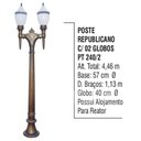Ver imagem 5 de Poste Colonial Republicano Jardim de Alumínio 02 Globo 4,46m
