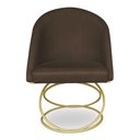 Ver imagem 4 de Kit 02 Cadeiras Poltrona de Jantar Bela Suede Marrom Base Metálica Luxo Dourado - Pallazio