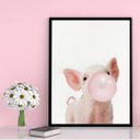 Ver imagem 2 de Quadro Porquinho Chicletes 33x24cm - com vidro:Madeira preta