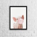 Ver imagem 1 de Quadro Porquinho Chicletes 33x24cm - com vidro:Madeira preta