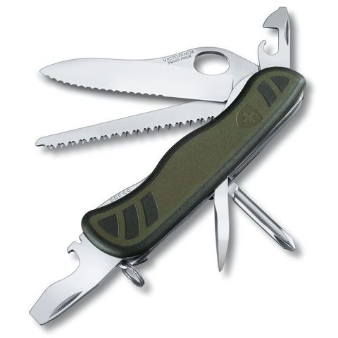 Canivete Victorinox New Soldier 12 funções verde militar 11 cm 0.8461.MWCH