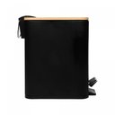 Ver imagem 4 de Lixeira Quadrada de Metal C/ Pedal e Tampa em Bambu Preta 5l