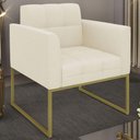 Ver imagem 6 de Poltrona Decorativa Base Industrial Dourado Ana Linho Bege - Ibiza