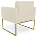 Ver imagem 4 de Poltrona Decorativa Base Industrial Dourado Ana Linho Bege - Ibiza