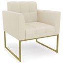 Ver imagem 1 de Poltrona Decorativa Base Industrial Dourado Ana Linho Bege - Ibiza