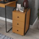 Ver imagem 2 de Gaveteiro Escritório Organizador 3 Gavetas com Rodinhas Criare Canela