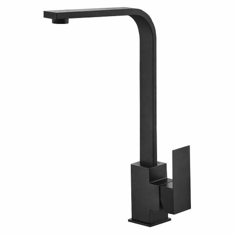 Misturador Monocomando de Cozinha Quadrado 4017 Preto Fosco