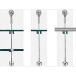 KIT - 2 Esticador / 2 fixador / 2 flange / 5m cabo aço para prateleira suspensa - 4