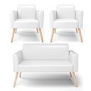 Ver imagem 1 de Sofá Namoradeira com 2 Poltronas Pés Palito Natural Marisa Corano D03 - D\'rossi Cor Branco