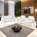 Ver imagem 2 de Sofá Namoradeira com 2 Poltronas Pés Palito Natural Marisa Corano D03 - D\'rossi Cor Branco