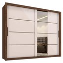 Ver imagem 1 de Guarda Roupa Casal 2 Portas de Correr com Espelho Imperio 272 cm Jacaranda Off White Zanz