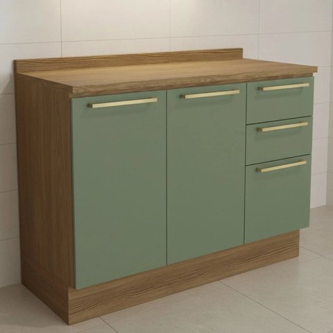 Balcão de Cozinha 2 Portas e 3 Gavetas 120cm com Tampo Botanic Kappesberg