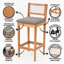 Ver imagem 3 de Kit 02 Banquetas Altas Brunella 99cm com Encosto Telinha Estilo Palha Linho Cinza Claro - Desk Desig